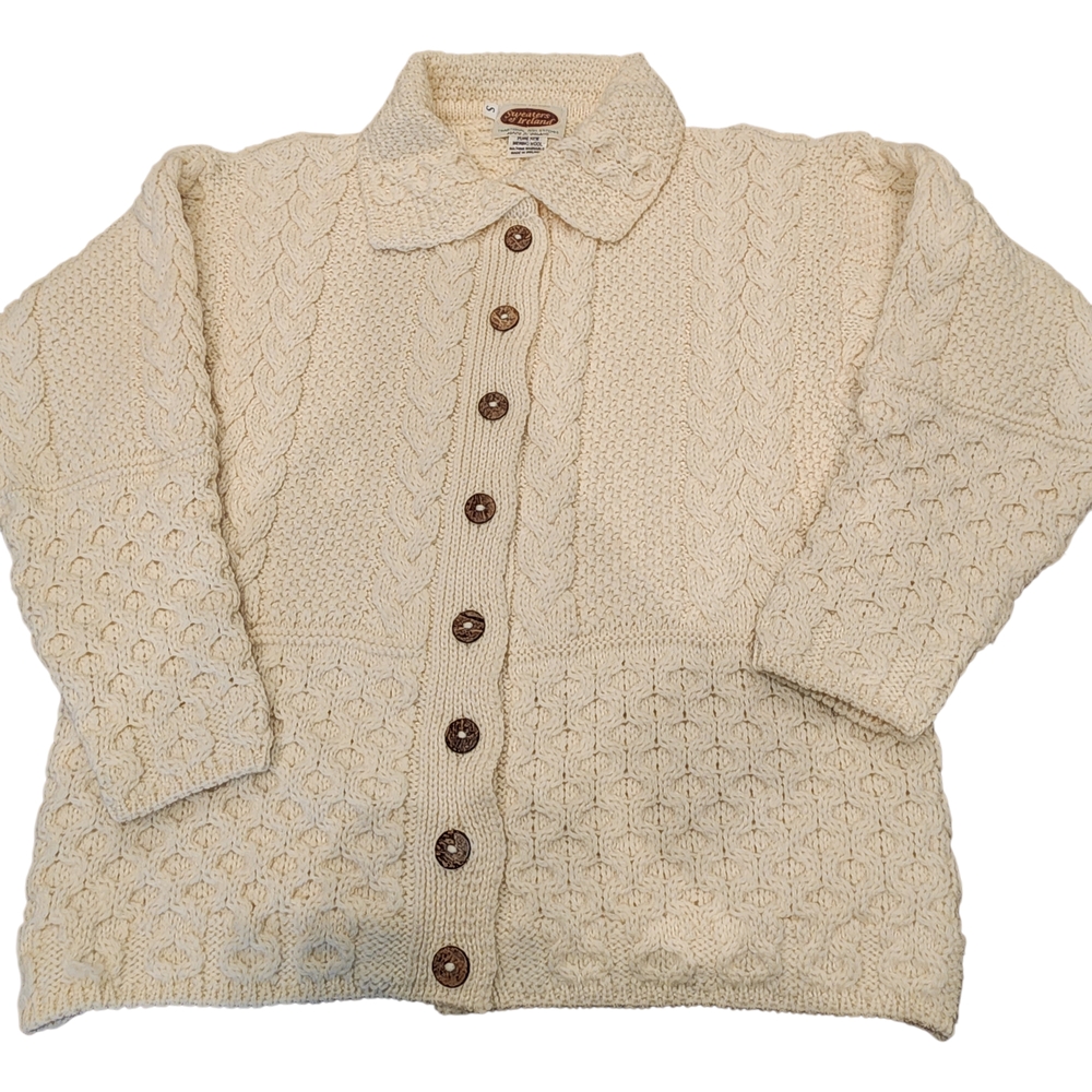 Vintage Irish Fisherman's Sweater Excellent Vintage Condition Button-Up Cardigan - Picture 11 of 16